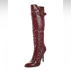 Burberry Burgundy Patent Leather Lace-Up Boots - Size 39